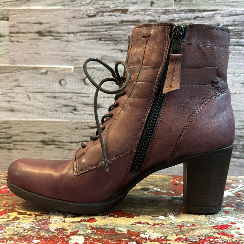 Mjus Purple Brown Leather Heel Boots Size 38 - Picture 9 of 16